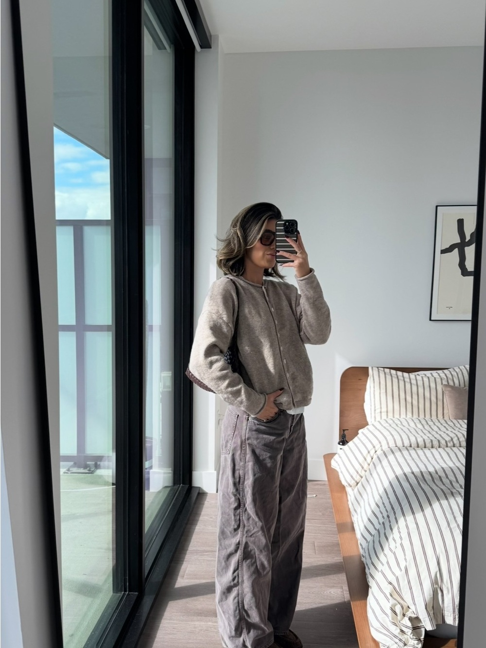 Knit Cardigan with Rolled Hem